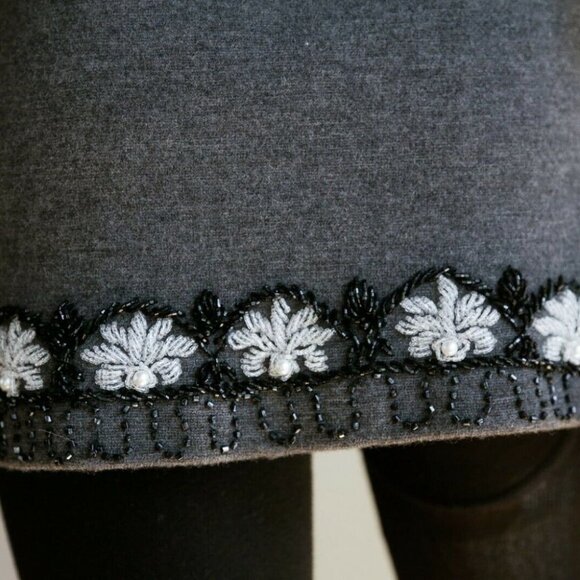 Vintage A line Wool Knit Beaded Floral Tunic  or Mini Dress XS/S - Picture 12 of 12